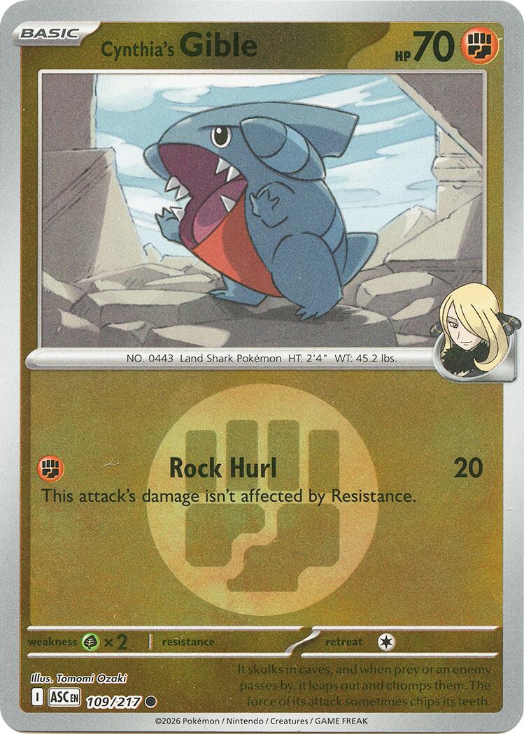 Cynthia's Gible (109/217) (Energy Symbol Pattern) [Mega Evolution: Ascended Heroes] | Chromatic Games