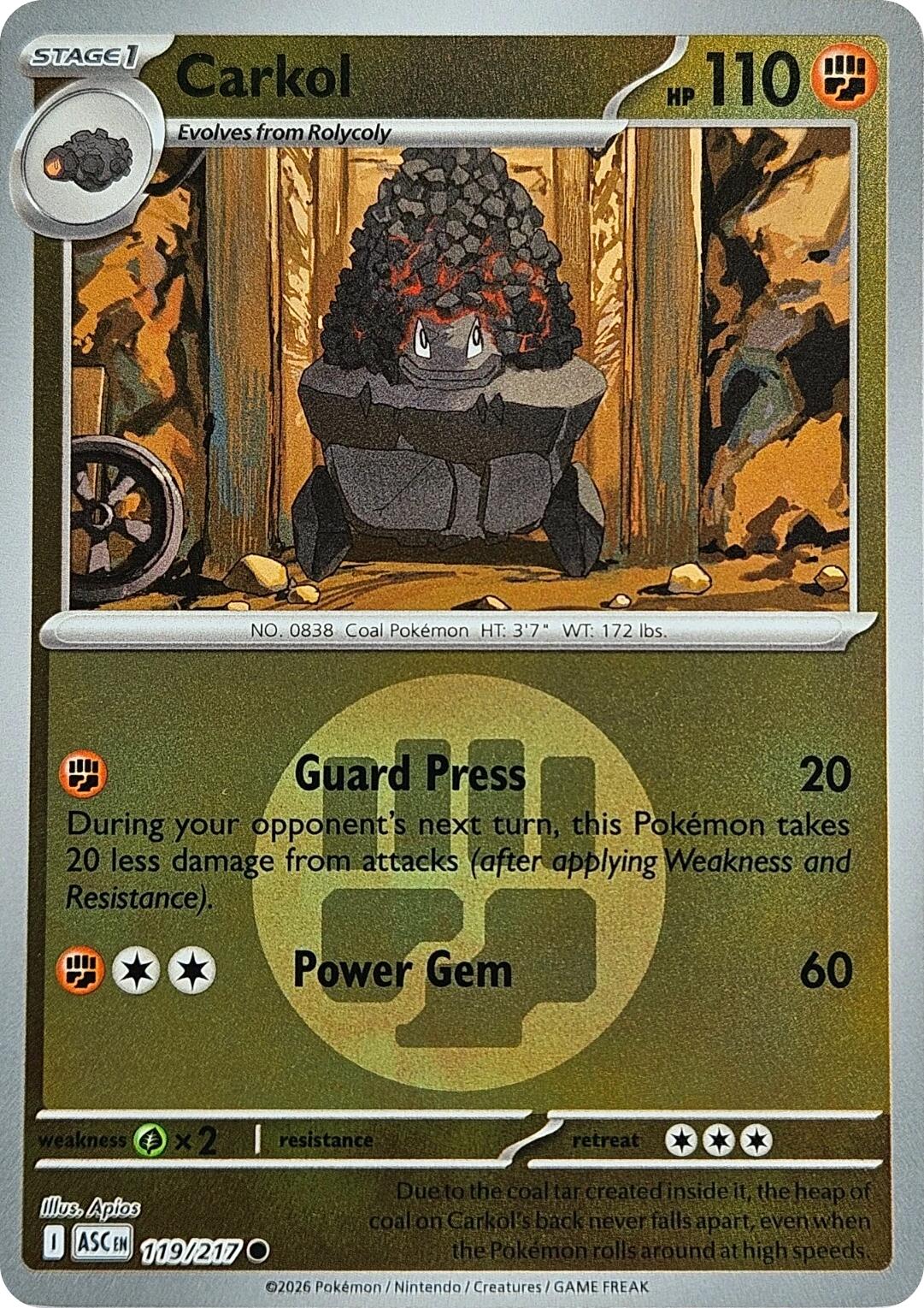Carkol (119/217) (Energy Symbol Pattern) [Mega Evolution: Ascended Heroes] | Chromatic Games
