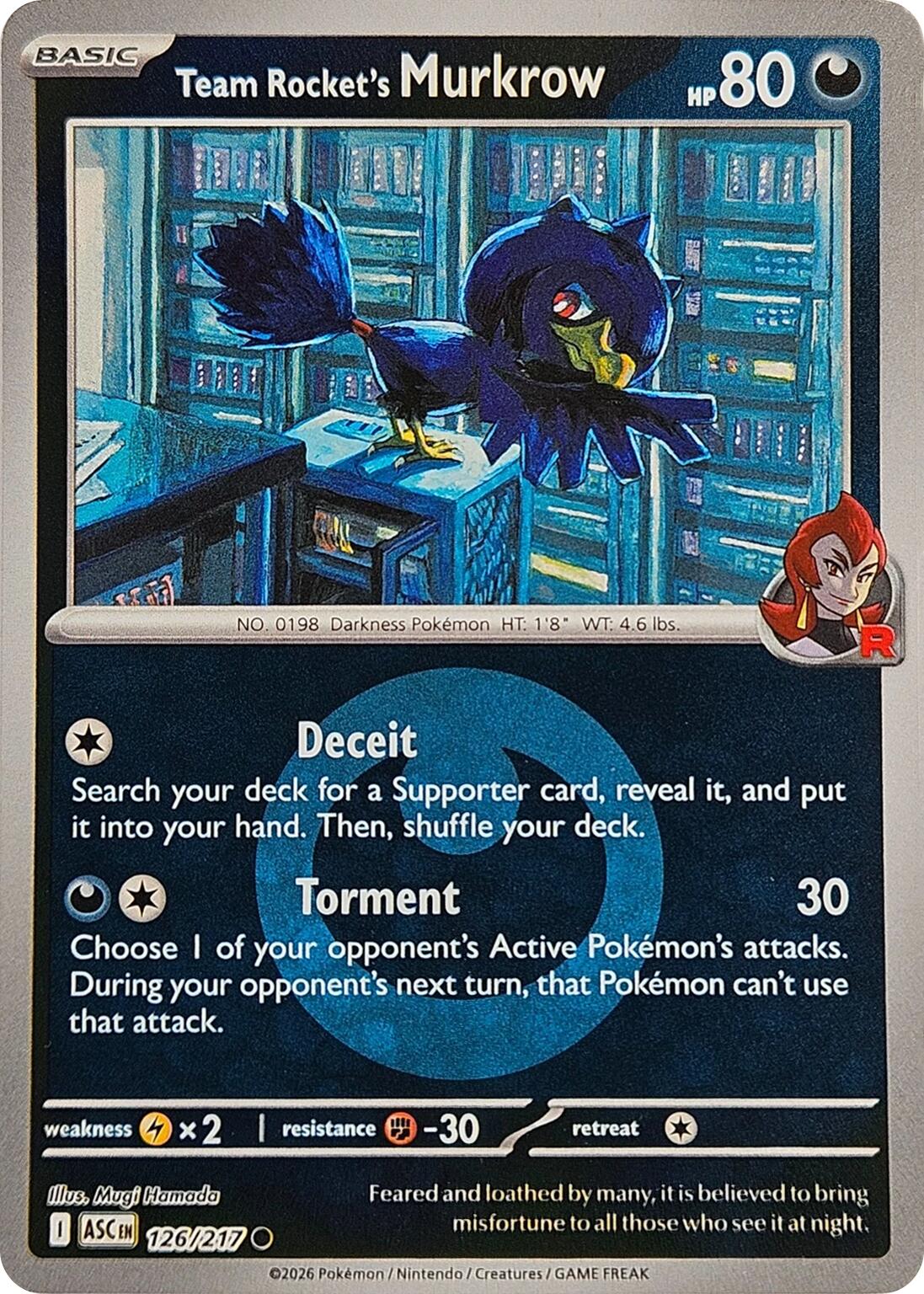 Team Rocket's Murkrow (126/217) (Energy Symbol Pattern) [Mega Evolution: Ascended Heroes] | Chromatic Games