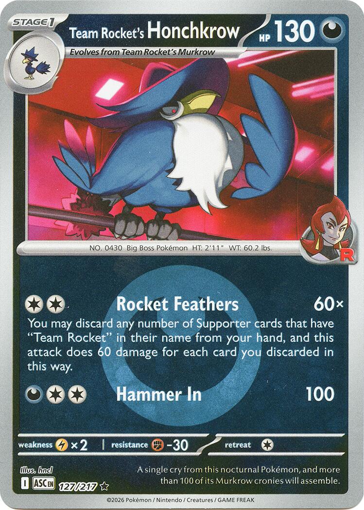 Team Rocket's Honchkrow (127/217) (Energy Symbol Pattern) [Mega Evolution: Ascended Heroes] | Chromatic Games