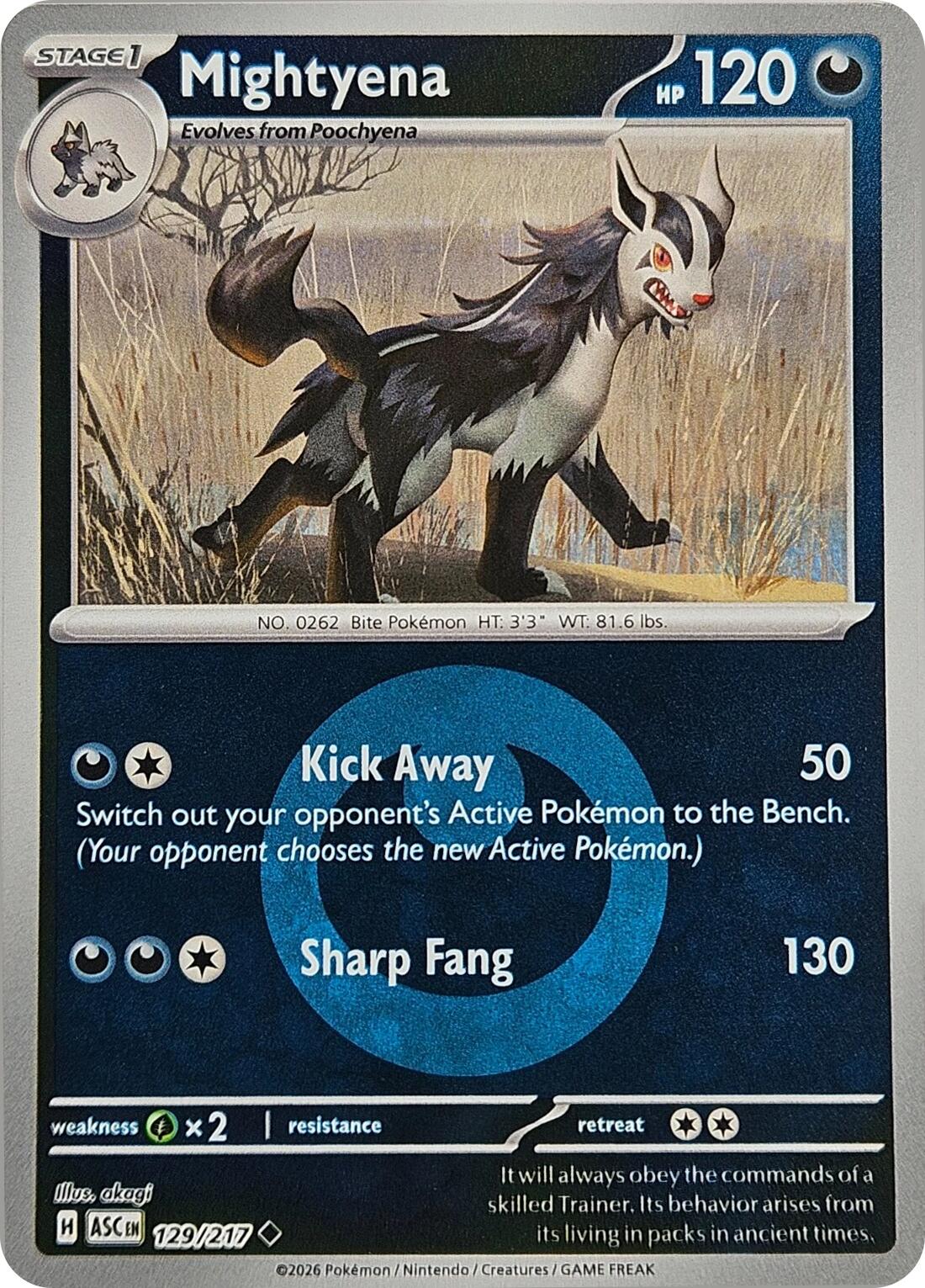 Mightyena (129/217) (Energy Symbol Pattern) [Mega Evolution: Ascended Heroes] | Chromatic Games