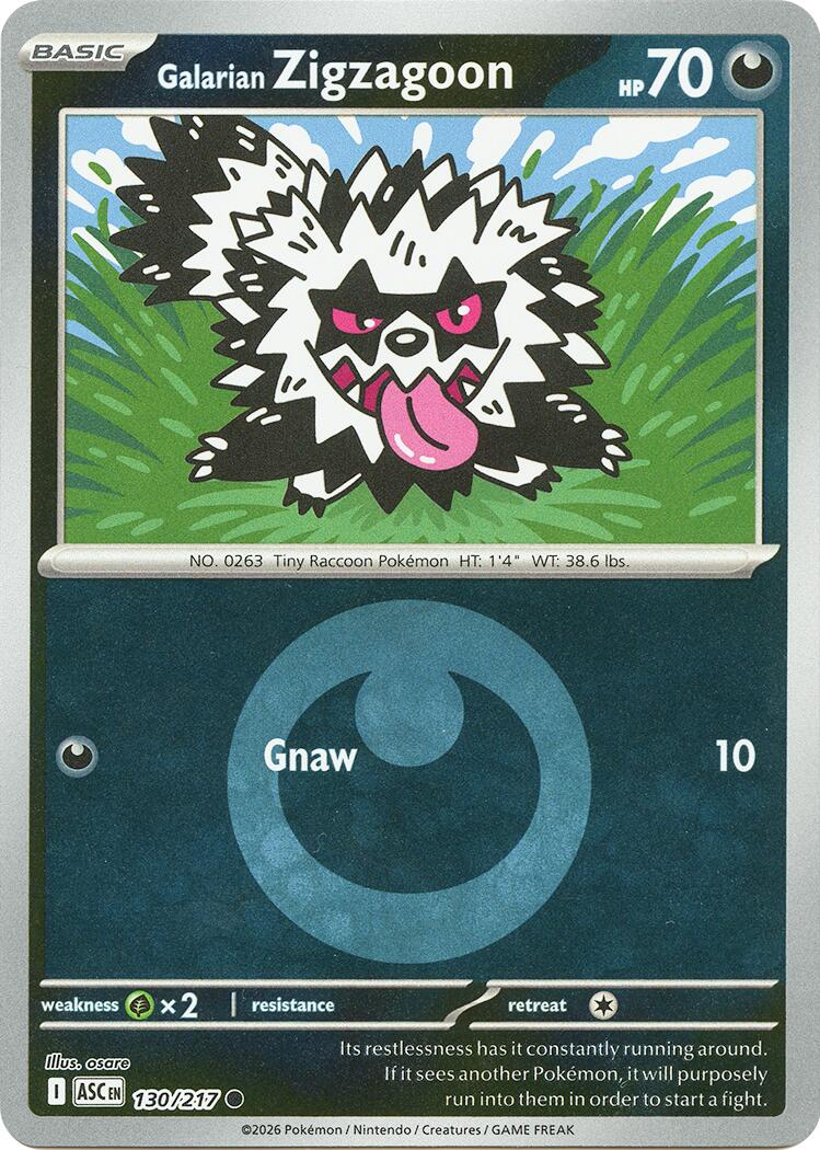 Galarian Zigzagoon (130/217) (Energy Symbol Pattern) [Mega Evolution: Ascended Heroes] | Chromatic Games