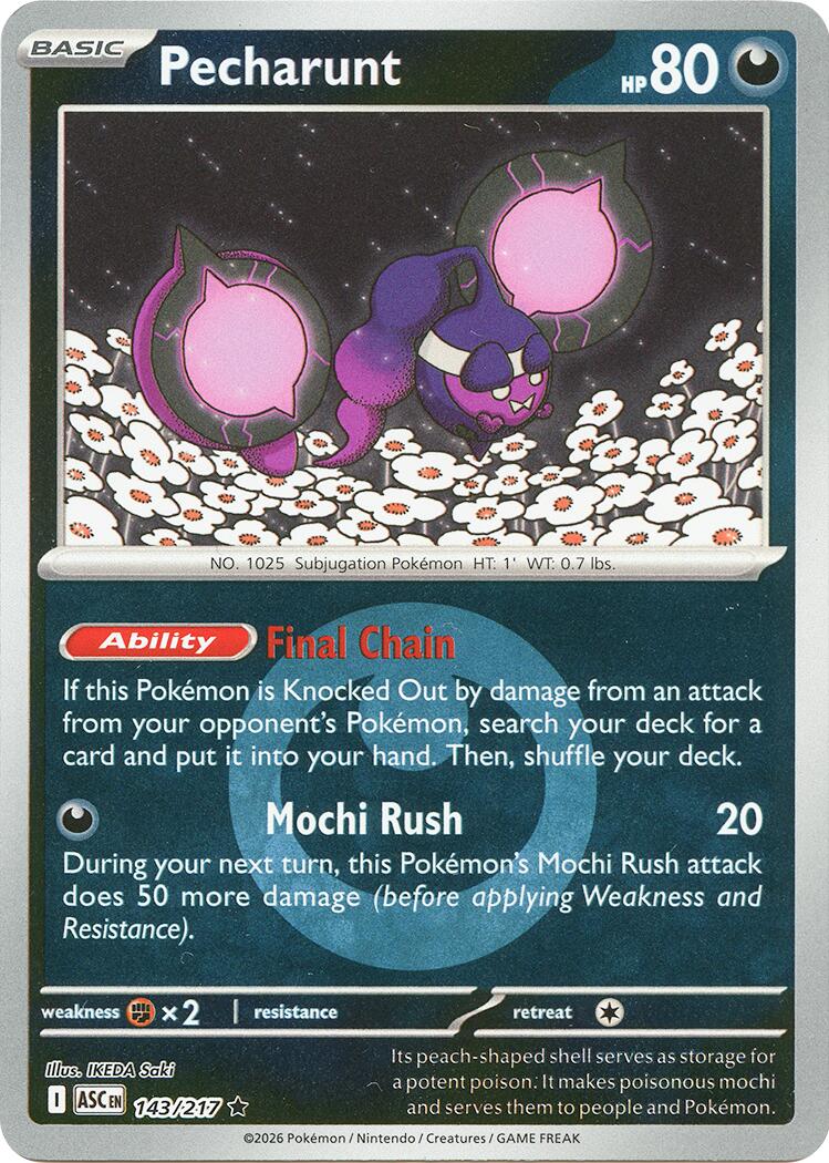 Pecharunt (143/217) (Energy Symbol Pattern) [Mega Evolution: Ascended Heroes] | Chromatic Games