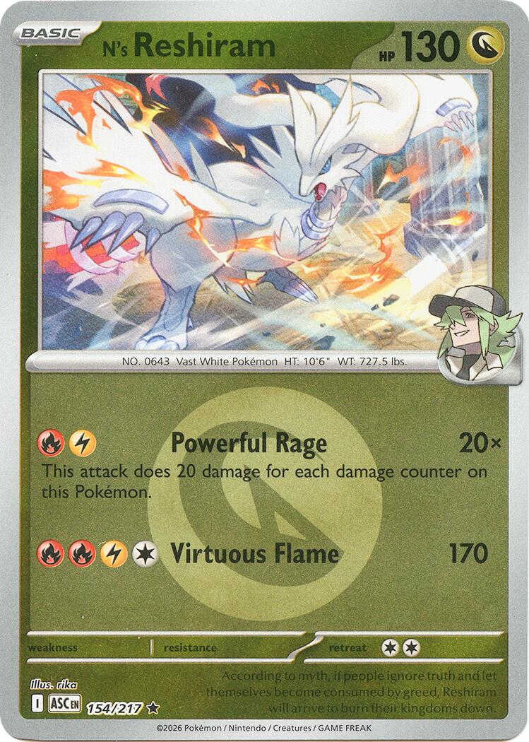 N's Reshiram (154/217) (Energy Symbol Pattern) [Mega Evolution: Ascended Heroes] | Chromatic Games