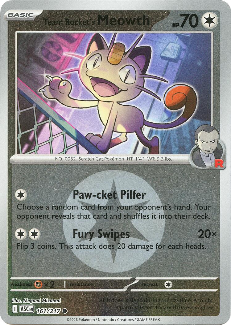 Team Rocket's Meowth (161/217) (Energy Symbol Pattern) [Mega Evolution: Ascended Heroes] | Chromatic Games