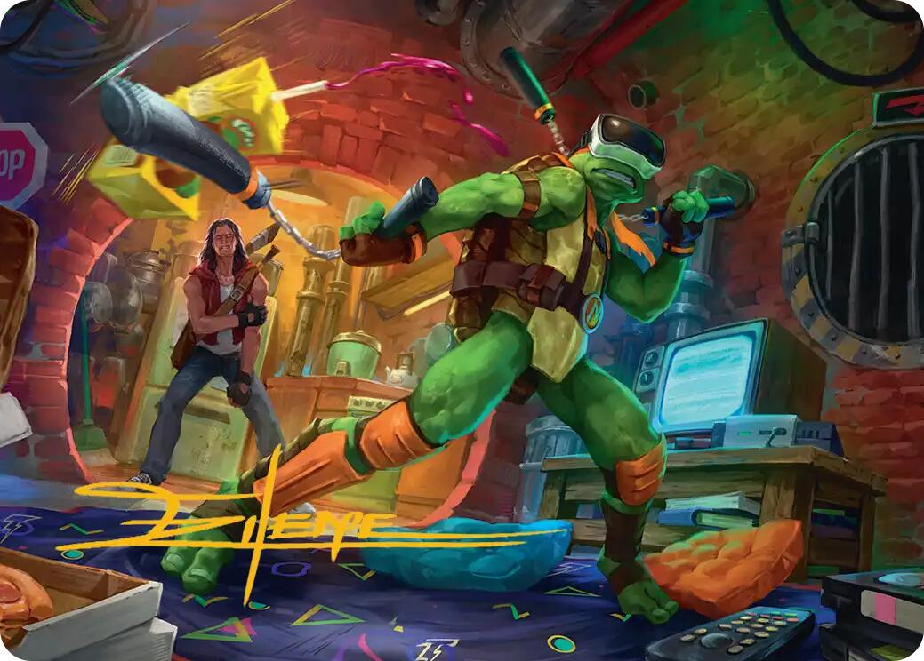 Michelangelo, Game Master Art Card (Gold-Stamped Signature) [Teenage Mutant Ninja Turtles Art Series] | Chromatic Games