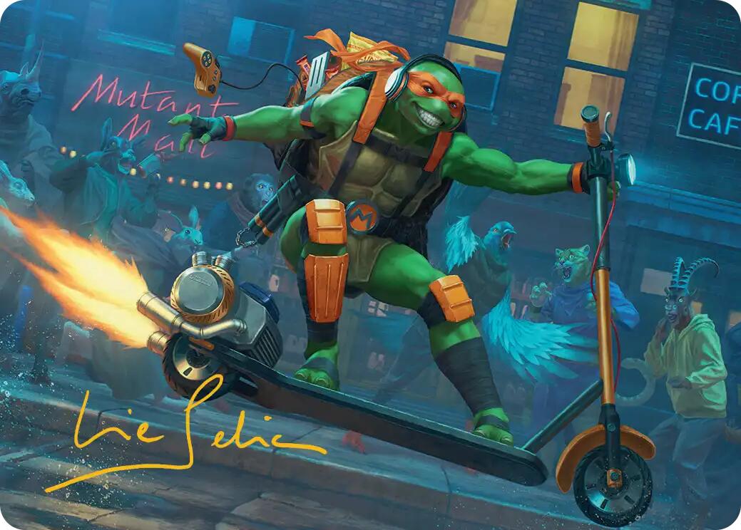 Michelangelo, On the Scene Art Card (Gold-Stamped Signature) [Teenage Mutant Ninja Turtles Art Series] | Chromatic Games