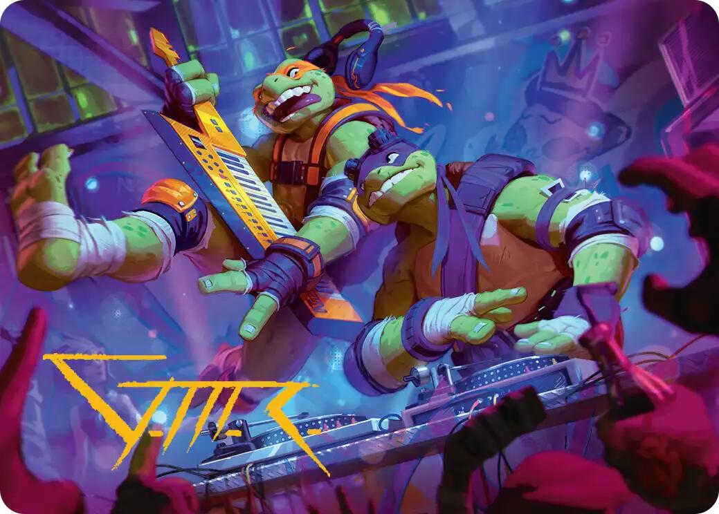 Mikey & Don, Party Planners Art Card (Gold-Stamped Signature) [Teenage Mutant Ninja Turtles Art Series] | Chromatic Games