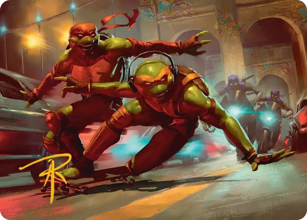 Raph & Mikey, Troublemakers Art Card (Gold-Stamped Signature) [Teenage Mutant Ninja Turtles Art Series] | Chromatic Games