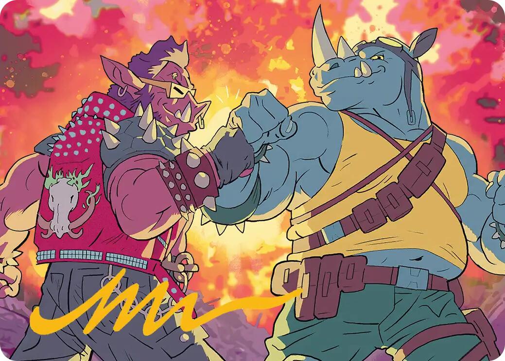 Bebop & Rocksteady Art Card (Gold-Stamped Signature) [Teenage Mutant Ninja Turtles Art Series] | Chromatic Games