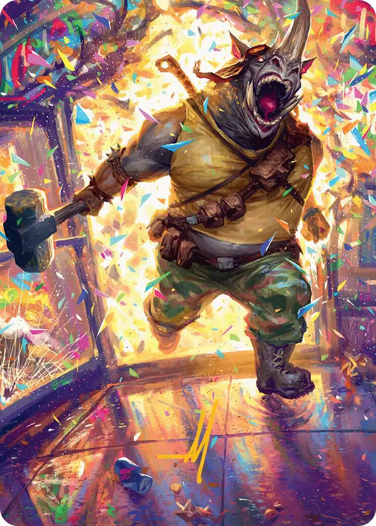 Rocksteady, Rowdy Rhino Art Card (Gold-Stamped Signature) [Teenage Mutant Ninja Turtles Art Series] | Chromatic Games