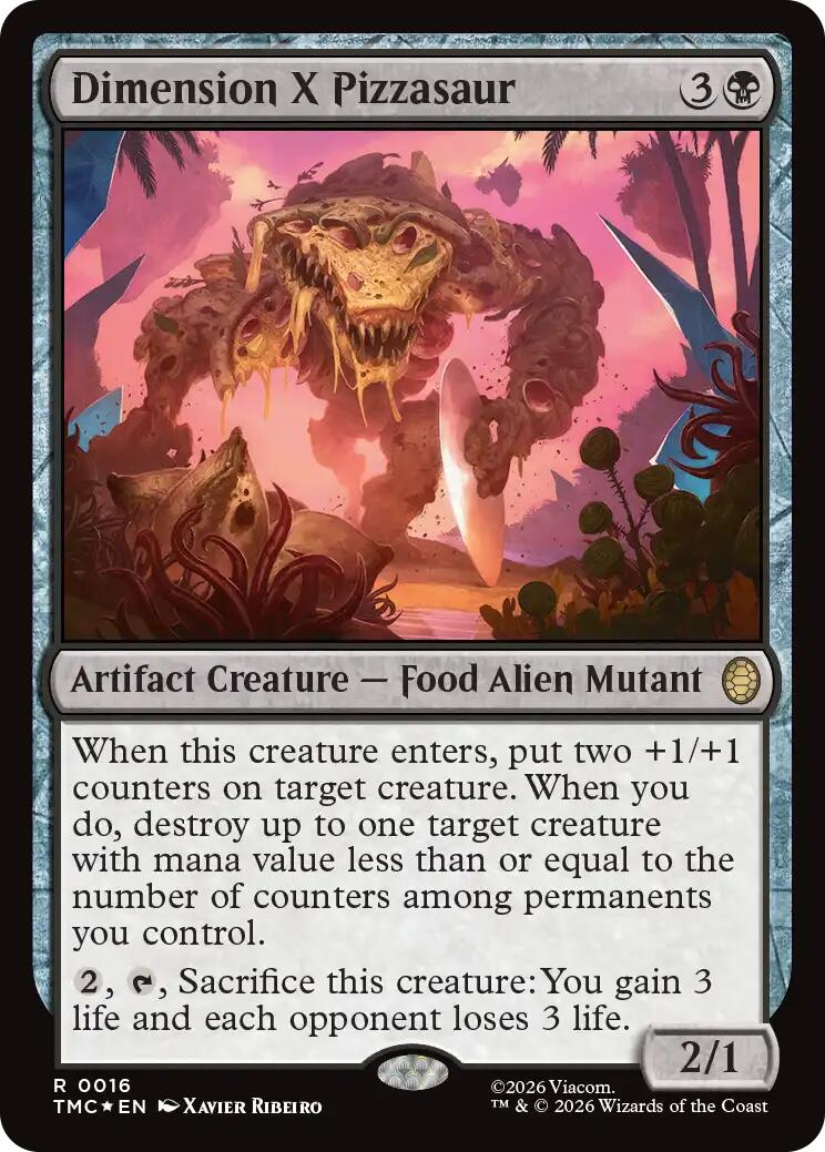 Dimension X Pizzasaur (Surge Foil) [Teenage Mutant Ninja Turtles Commander] | Chromatic Games