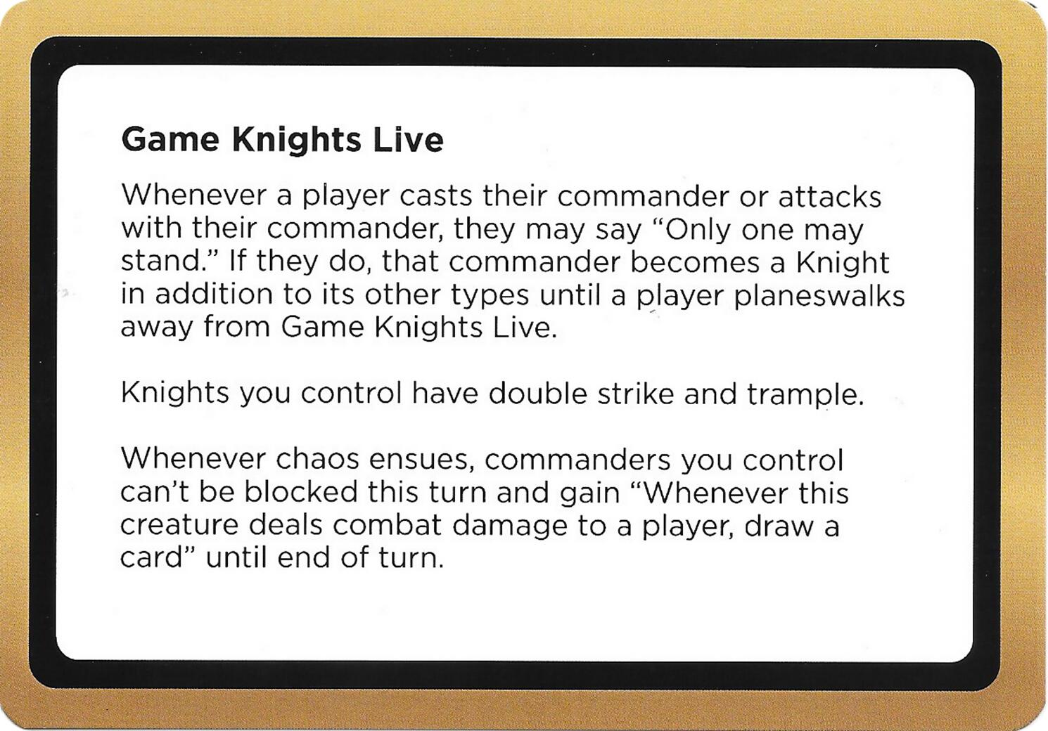 Game Knights Live (Black Lotus Unknown Planechase) [Oversize Cards] | Chromatic Games