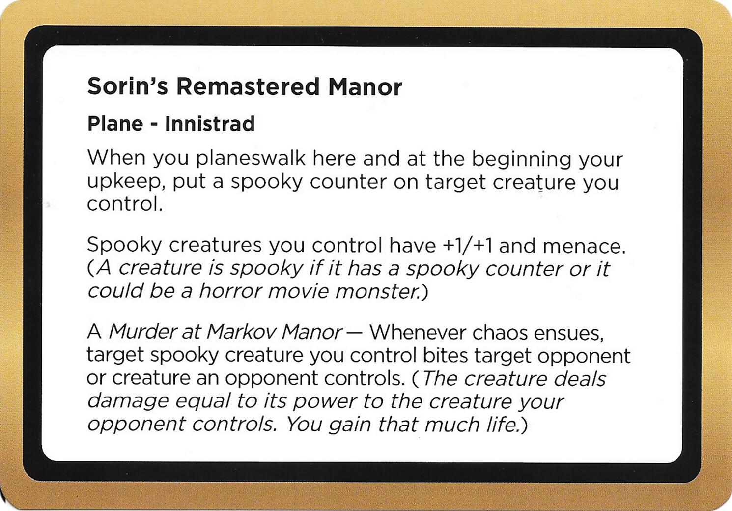 Sorin's Remastered Manor (Black Lotus Unknown Planechase) [Oversize Cards] | Chromatic Games
