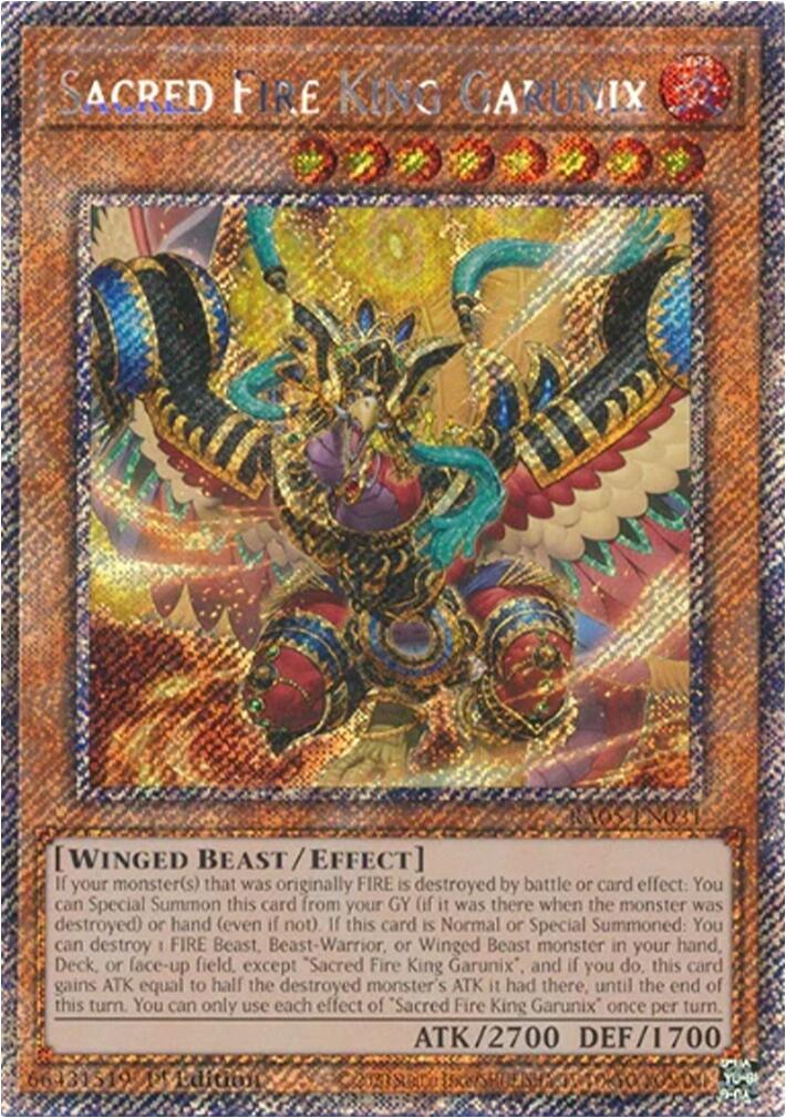 Sacred Fire King Garunix (Platinum Secret Rare) [RA05-EN031] Platinum Secret Rare | Chromatic Games