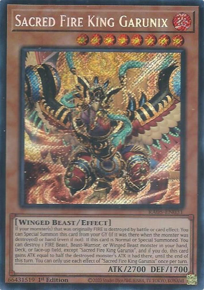 Sacred Fire King Garunix (Secret Rare) [RA05-EN031] Secret Rare | Chromatic Games