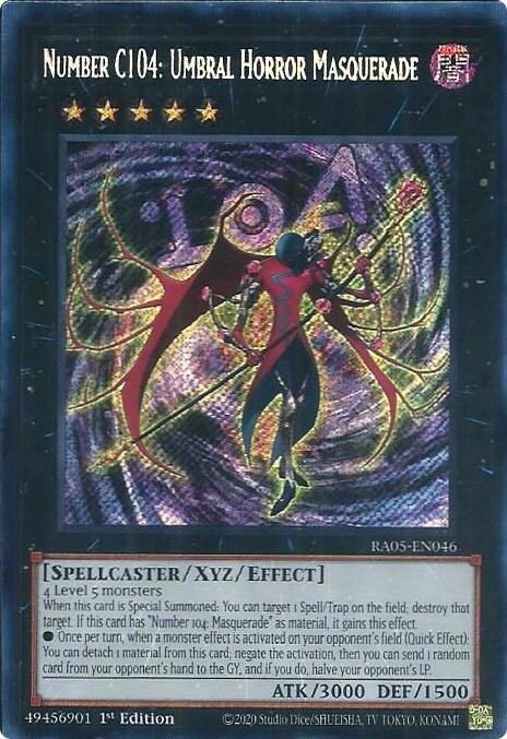 Number C104: Umbral Horror Masquerade (Secret Rare) [RA05-EN046] Secret Rare | Chromatic Games