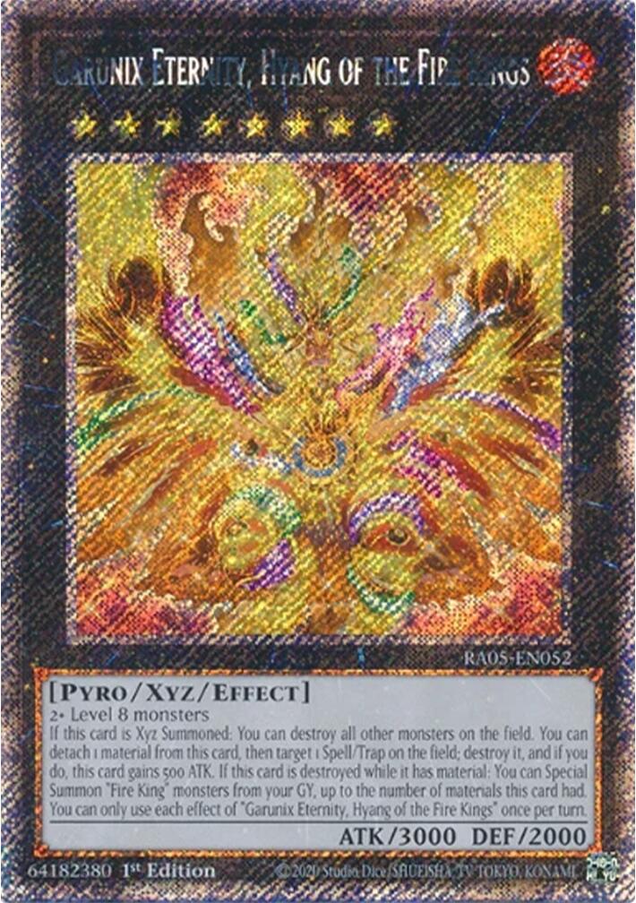 Garunix Eternity, Hyang of the Fire Kings (Platinum Secret Rare) [RA05-EN052] Platinum Secret Rare | Chromatic Games