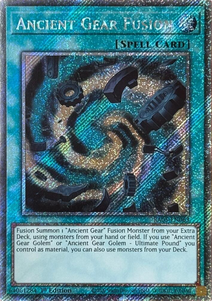 Ancient Gear Fusion (Platinum Secret Rare) [RA05-EN063] Platinum Secret Rare | Chromatic Games