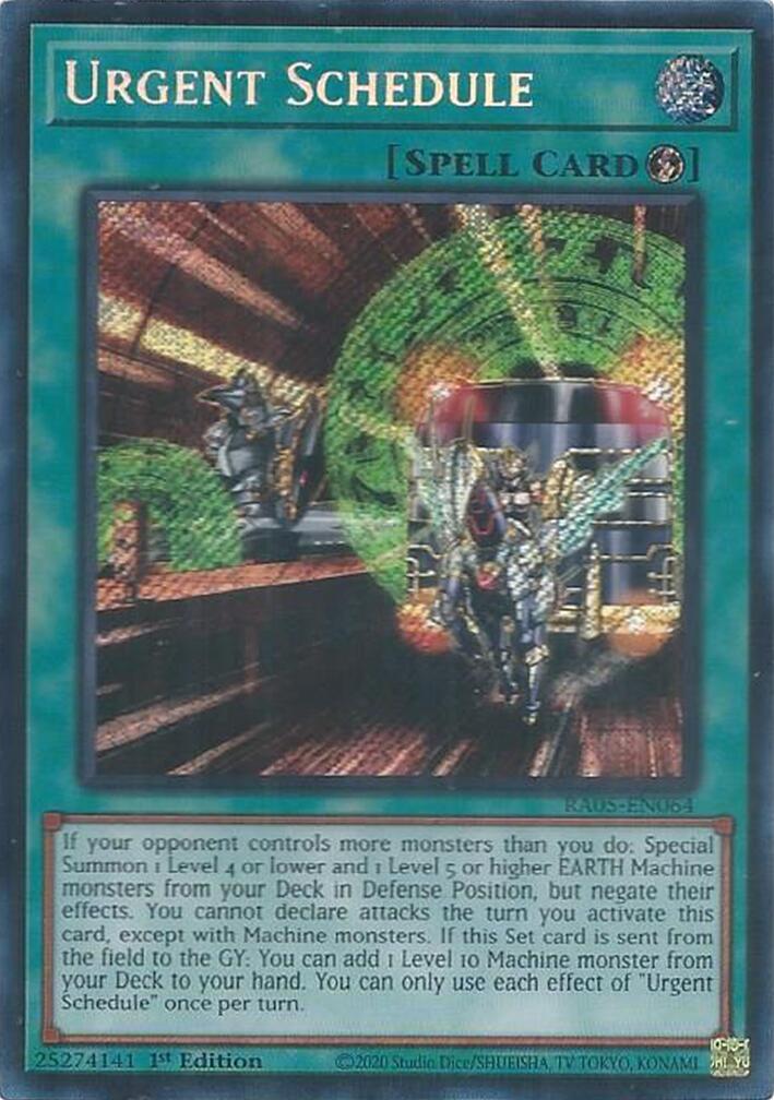 Urgent Schedule (Secret Rare) [RA05-EN064] Secret Rare | Chromatic Games
