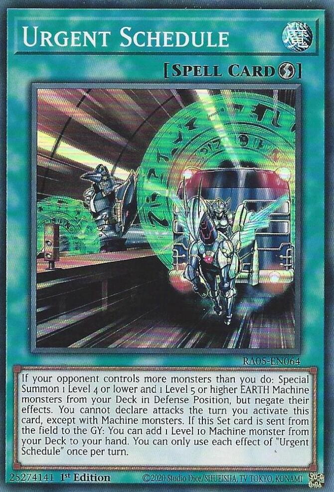 Urgent Schedule [RA05-EN064] Super Rare | Chromatic Games