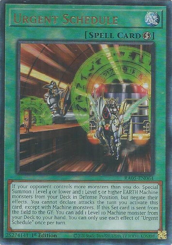 Urgent Schedule (Ultimate Rare) [RA05-EN064] Ultimate Rare | Chromatic Games