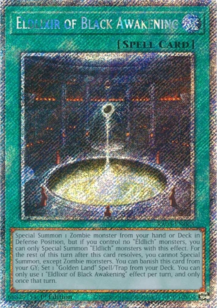 Eldlixir of Black Awakening (Platinum Secret Rare) [RA05-EN065] Platinum Secret Rare | Chromatic Games