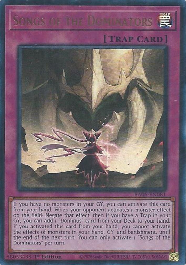 Songs of the Dominators (Ultra Rare) [RA05-EN081] Ultra Rare | Chromatic Games