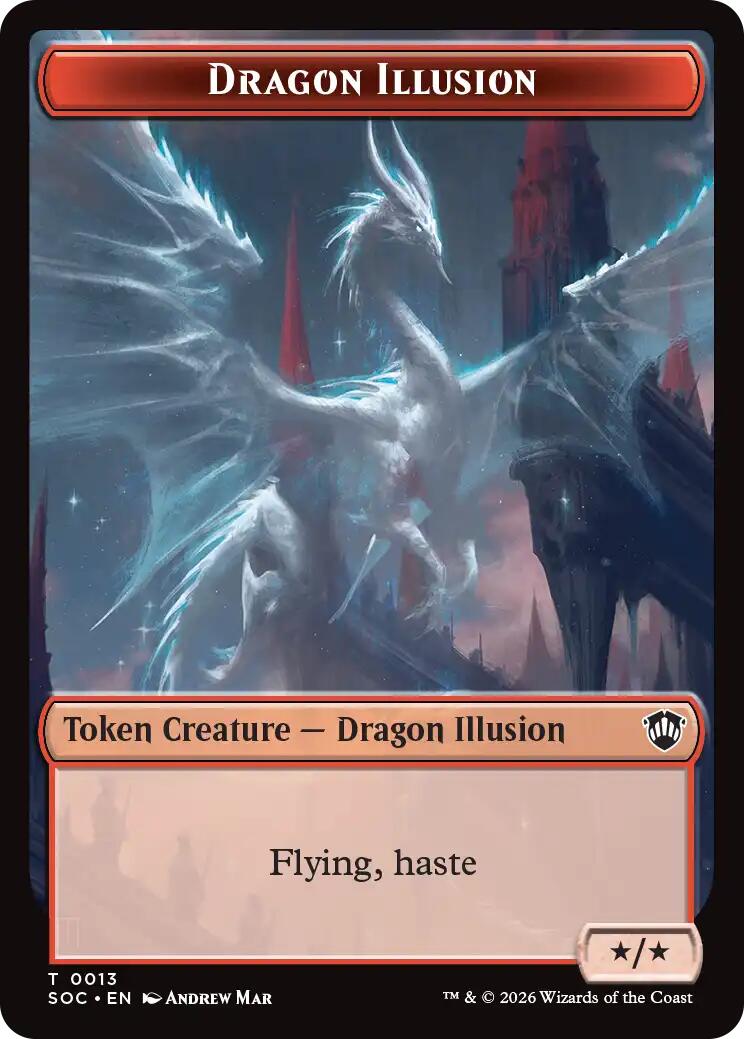 Dragon Illusion // Elemental (0002) Double-Sided Token [Secrets of Strixhaven Commander Tokens] | Chromatic Games