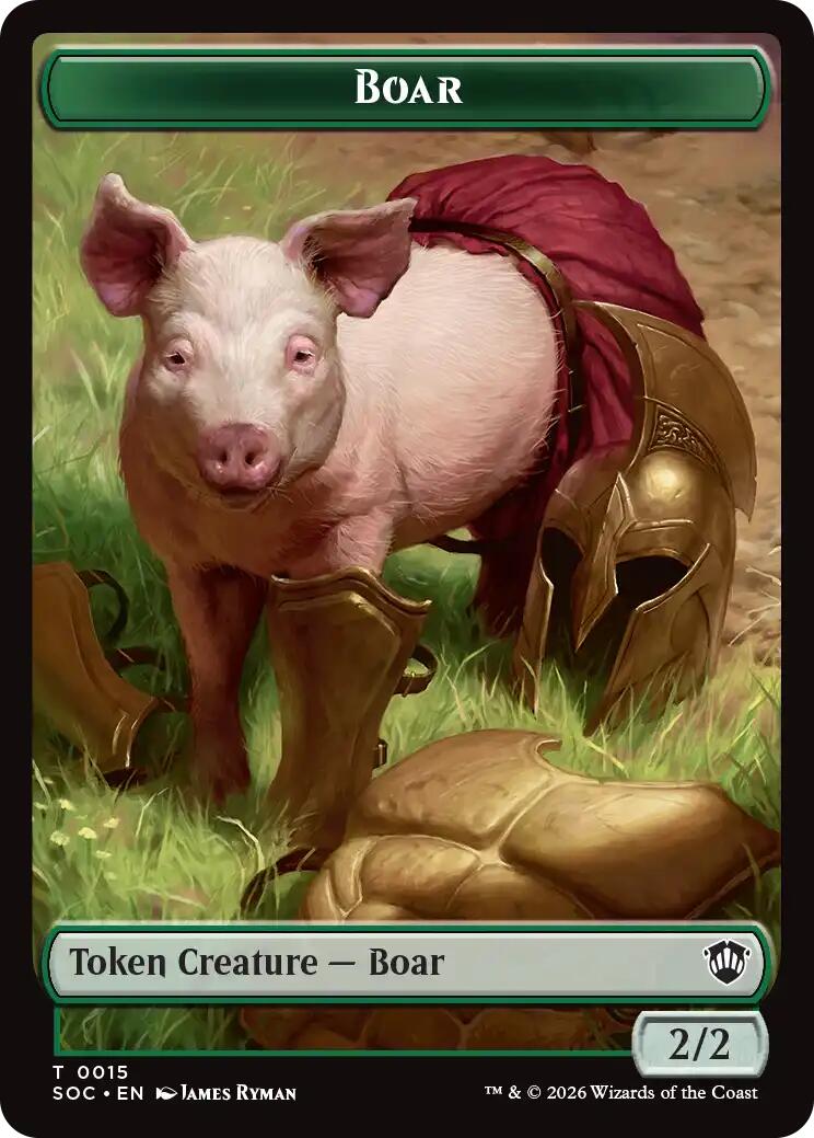 Boar // Fractal (0005) Double-Sided Token [Secrets of Strixhaven Commander Tokens] | Chromatic Games