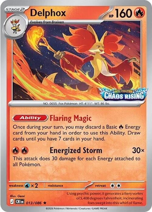 Delphox (013/086) (Chaos Rising Stamped) [Miscellaneous Cards] | Chromatic Games