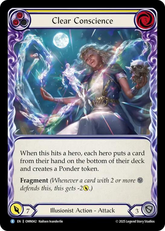 Clear Conscience (Yellow) [OMN042] (Omens of the Third Age)  Rainbow Foil | Chromatic Games