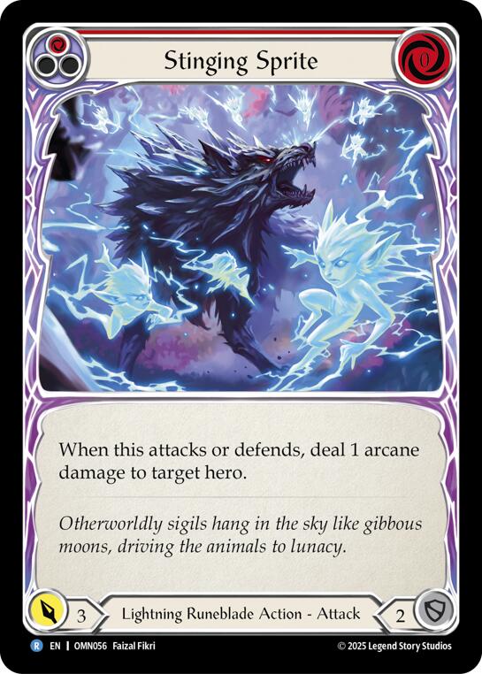 Stinging Sprite (Red) [OMN056] (Omens of the Third Age)  Rainbow Foil | Chromatic Games