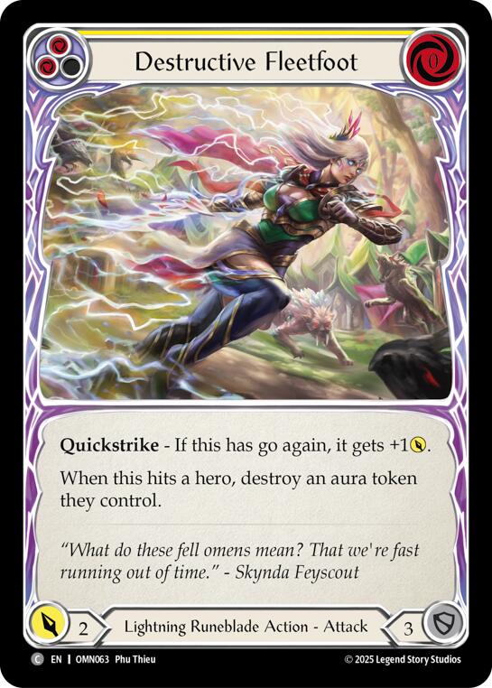 Destructive Fleetfoot (Yellow) [OMN063] (Omens of the Third Age)  Rainbow Foil | Chromatic Games