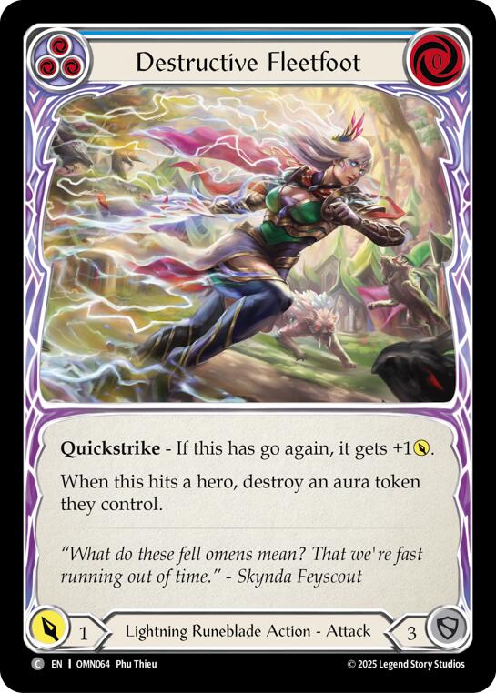 Destructive Fleetfoot (Blue) [OMN064] (Omens of the Third Age)  Rainbow Foil | Chromatic Games