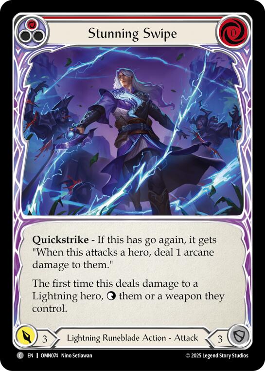 Stunning Swipe (Red) [OMN074] (Omens of the Third Age)  Rainbow Foil | Chromatic Games