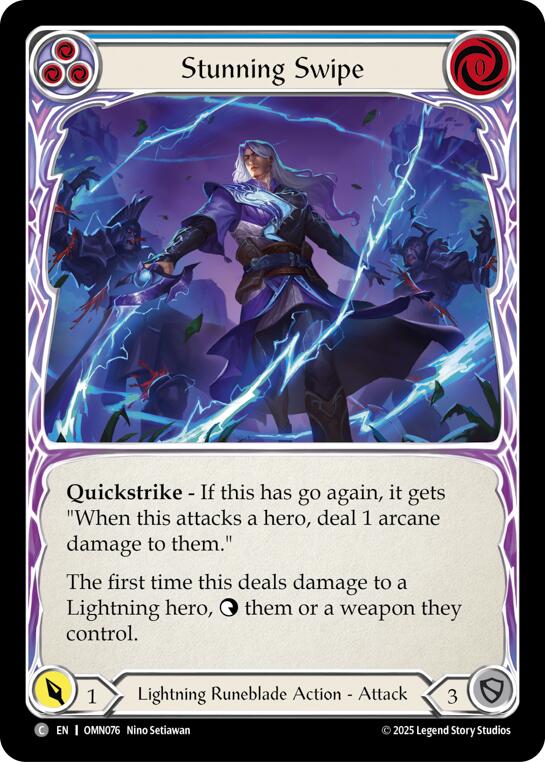 Stunning Swipe (Blue) [OMN076] (Omens of the Third Age)  Rainbow Foil | Chromatic Games