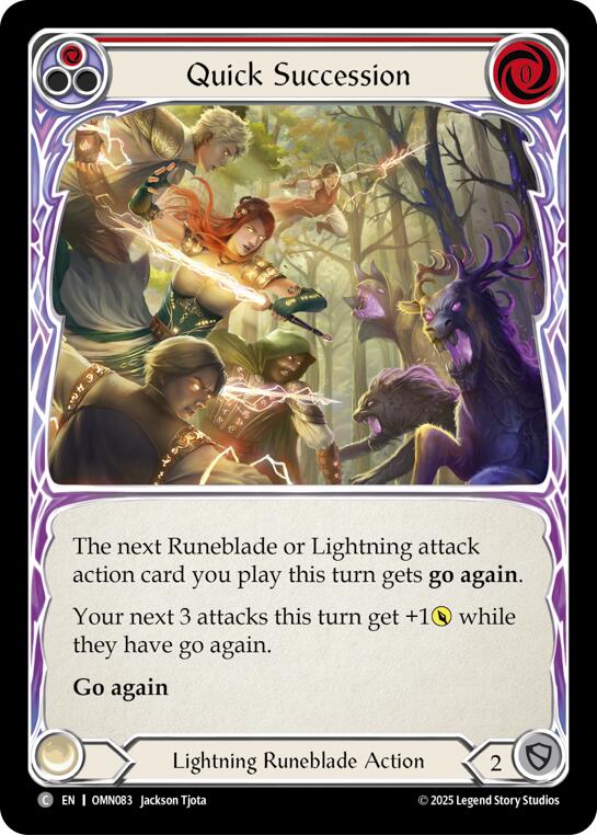 Quick Succession (Red) [OMN083] (Omens of the Third Age)  Rainbow Foil | Chromatic Games