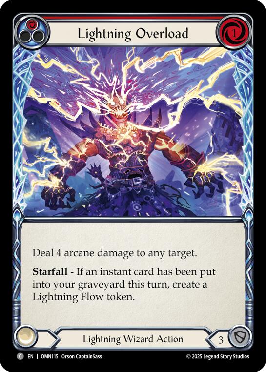 Lightning Overload (Red) [OMN115] (Omens of the Third Age)  Rainbow Foil | Chromatic Games