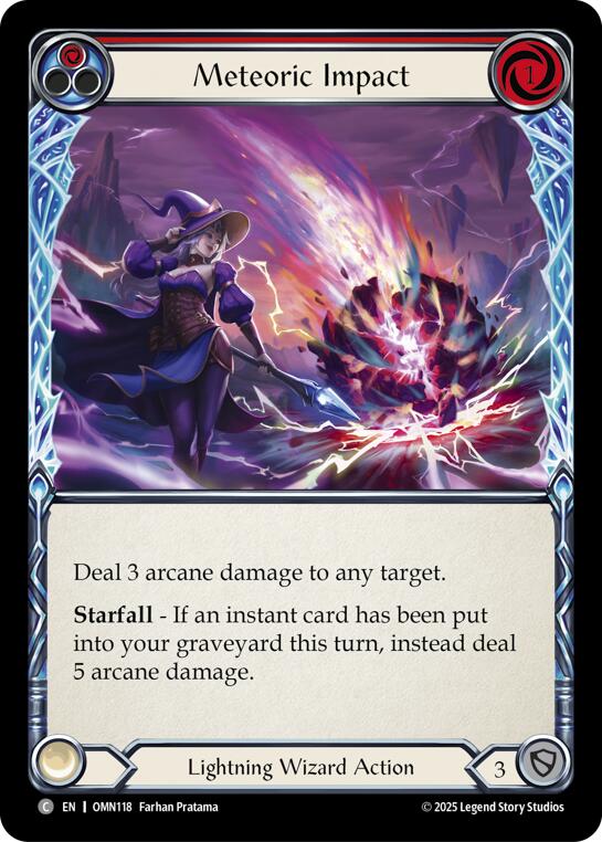 Meteoric Impact (Red) [OMN118] (Omens of the Third Age)  Rainbow Foil | Chromatic Games