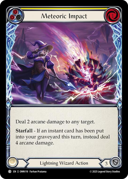 Meteoric Impact (Yellow) [OMN119] (Omens of the Third Age)  Rainbow Foil | Chromatic Games