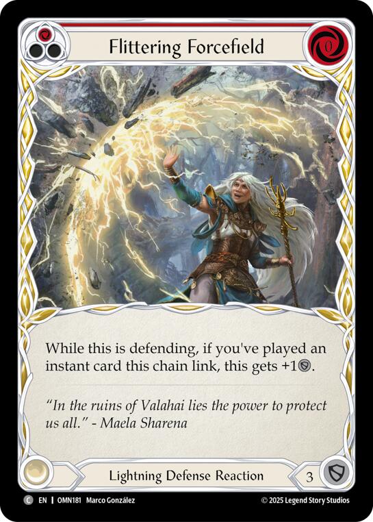 Flittering Forcefield (Red) [OMN181] (Omens of the Third Age)  Rainbow Foil | Chromatic Games