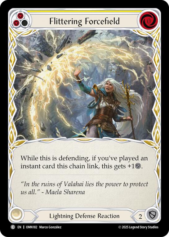 Flittering Forcefield (Yellow) [OMN182] (Omens of the Third Age)  Rainbow Foil | Chromatic Games
