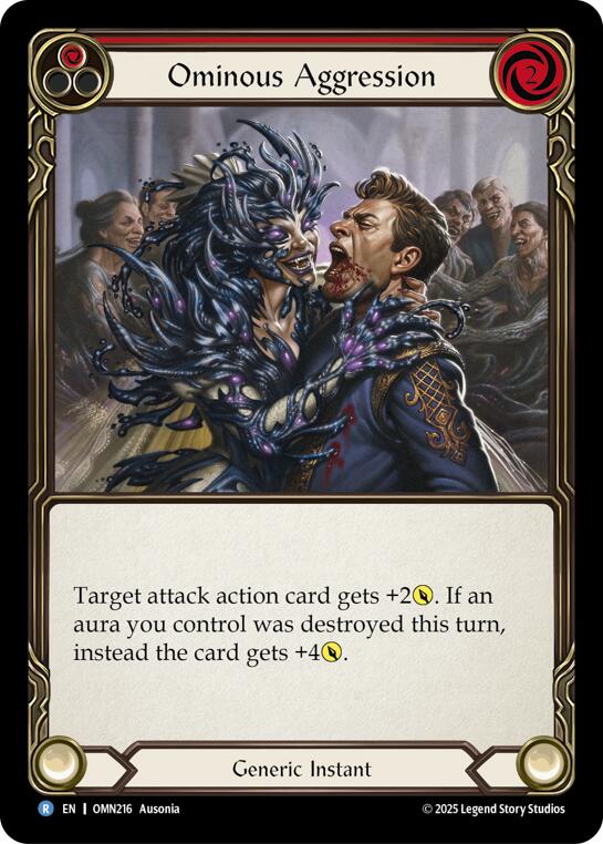 Ominous Aggression (Red) [OMN216] (Omens of the Third Age)  Rainbow Foil | Chromatic Games