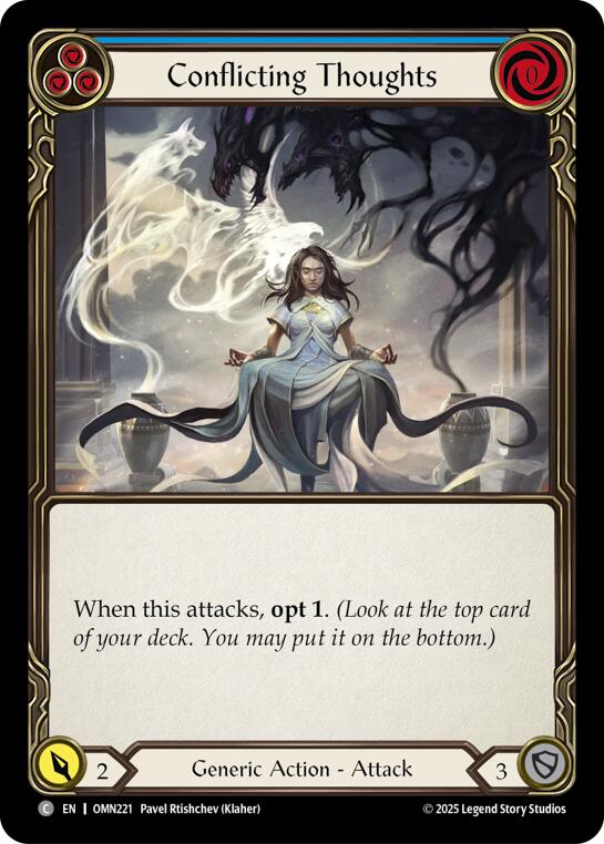 Conflicting Thoughts (Blue) [OMN221] (Omens of the Third Age)  Rainbow Foil | Chromatic Games