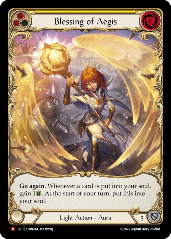 Blessing Of Aegis (Yellow) (Extended Art) [OMN244] (Omens of the Third Age)  Cold Foil | Chromatic Games
