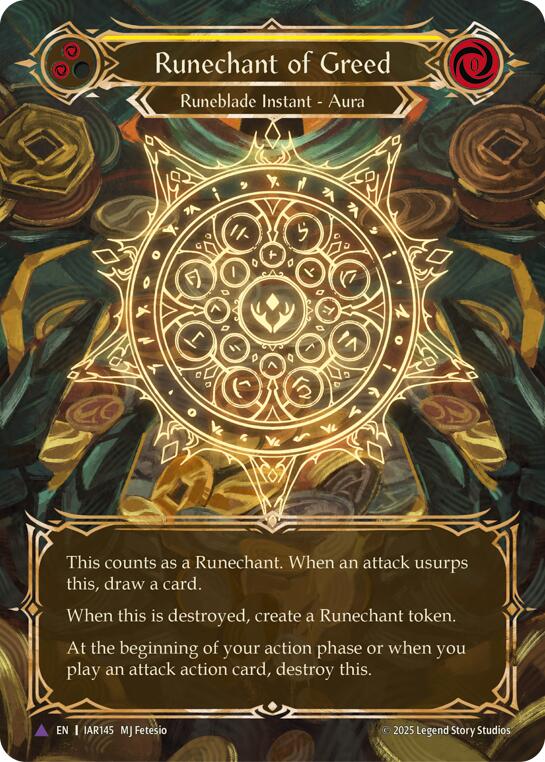 Runechant of Greed (Yellow) (Marvel) [IAR145-MV] (Omens of the Third Age)  Cold Foil | Chromatic Games