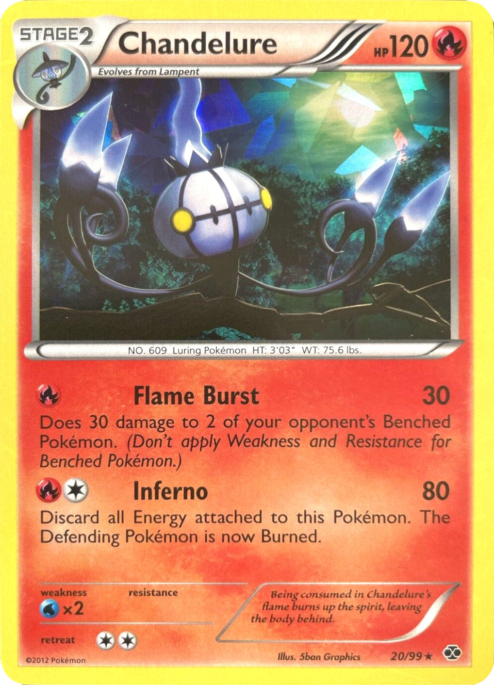 Chandelure (20/99) (Cracked Ice Holo) [Black & White: Next Destinies] | Chromatic Games