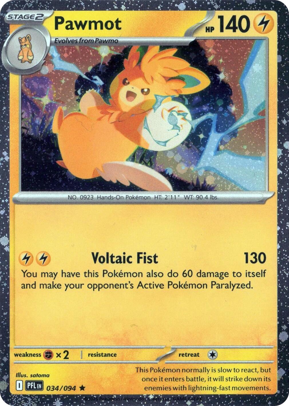 Pawmot (034/094) (Cosmos Holo) [Mega Evolution: Phantasmal Flames] | Chromatic Games
