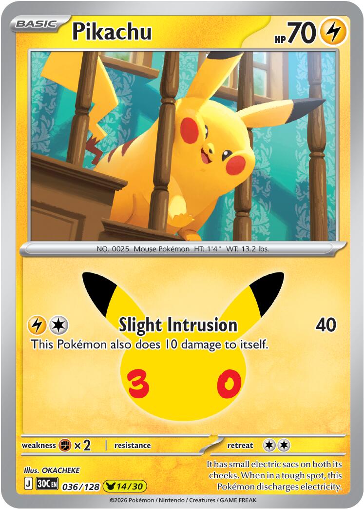 Pikachu (036/128) [Mega Evolution: 30th Celebration] | Chromatic Games